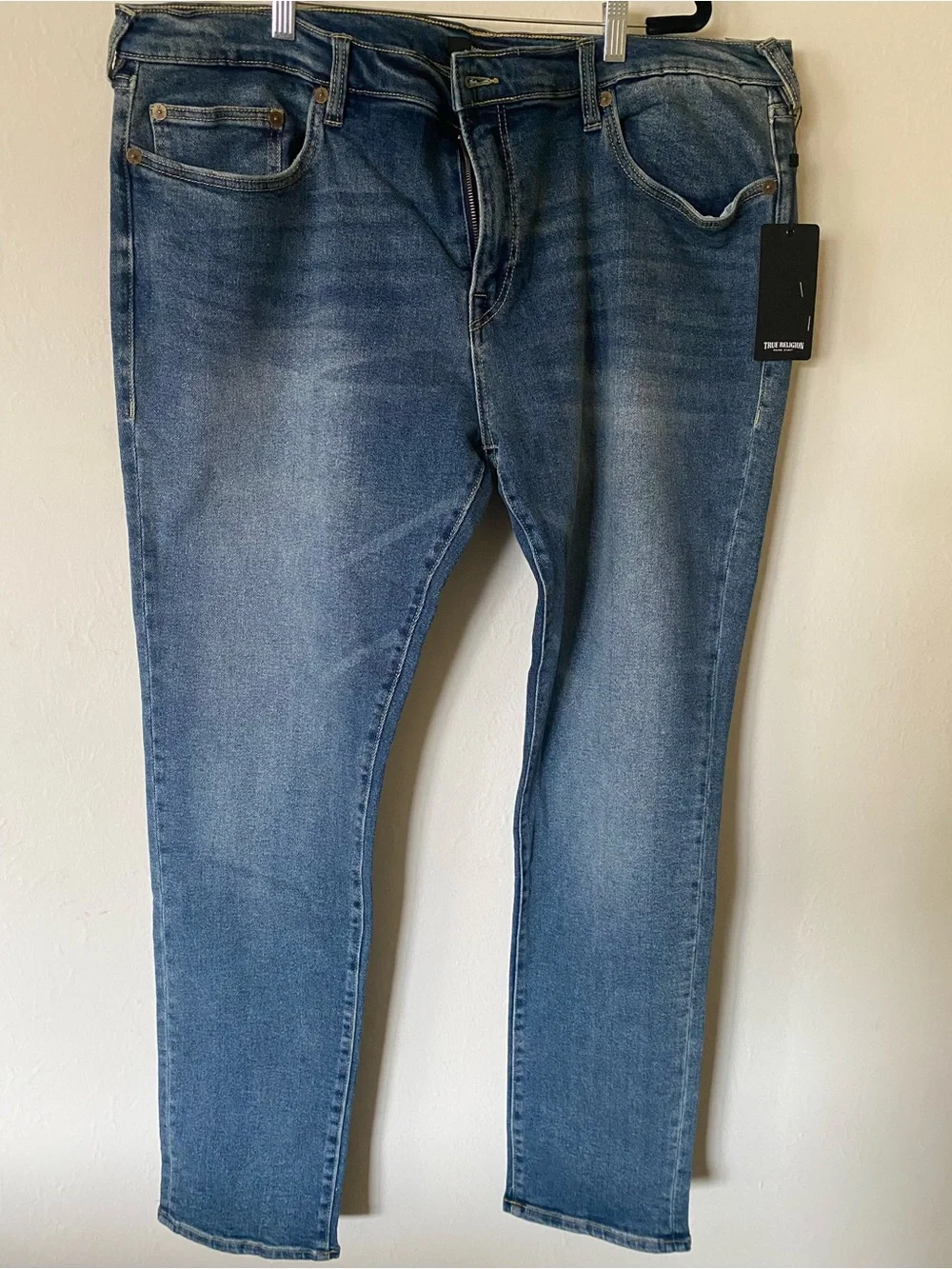 True Religion Men’s Rocco No Flap Medium Wash Jeans - Blue, Size 42
